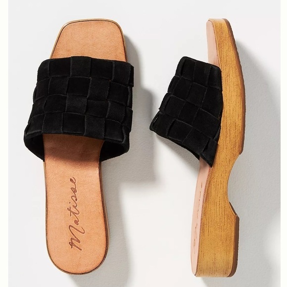 Matisse Hamptons Clogs black leather platform sandal Y2K women’s size 9M suede - Picture 1 of 12
